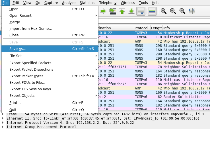 Wireshark: Save